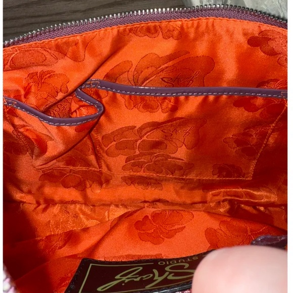 Sharif Studios Purple Crocodile Embossed Shoulder Bag with Panther Emblem - Picture 10 of 12